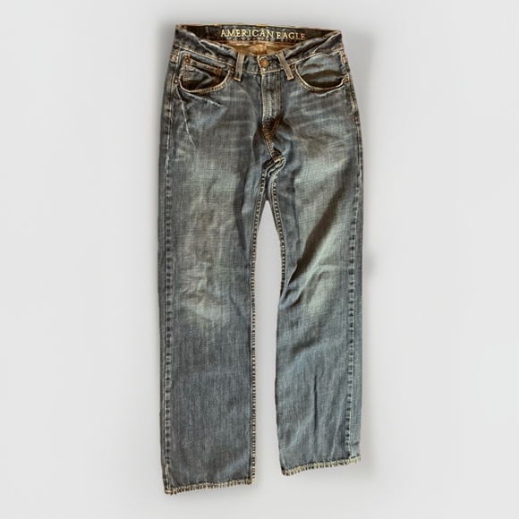 VTG American Eagle Low Rise Bootcut Jeans 29x32 Y2K Distressed Grunge 2000s - Picture 1 of 9